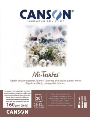 Bloc encolado canson mi-teintes 24x32cm 30h 160g hojas color blanco