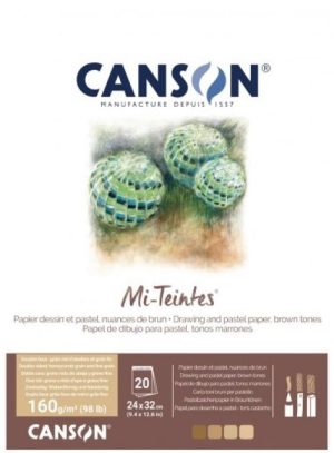 Bloc encolado canson mi-teintes 24x32cm 30h 160g hojas tonos tierra