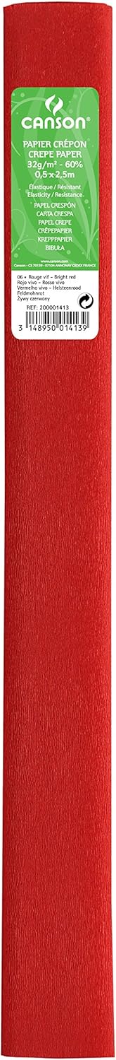 PAQ/10 ROLLO CONTINUO PAPEL CRESPON 50X250CM ROJO VIVO 32G
