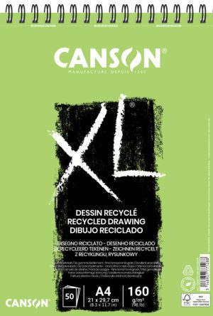 bloc espiral microperforado canson XL reciclado A4 50 hojas 160 gramos