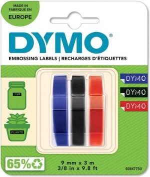 BLISTER 3 UNIDADES CINTA DYMO 3D 9MMX3M ROJO/AZUL/NEGRA