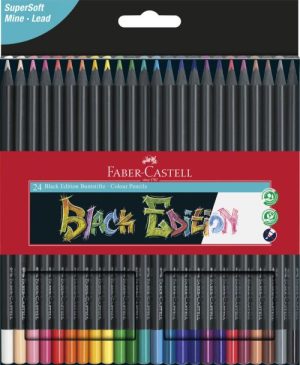 Estuche 24 lapices de colores triangulares black edition