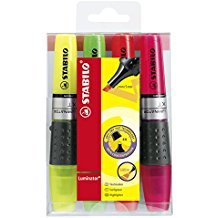 Estuche 4 marcadores fluorescentes stabilo luminator colores surtidos