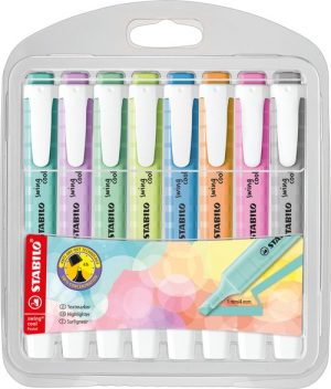 Estuche 8 marcadores fluorescentes stabilo swing cool nuevos colores