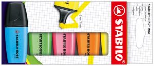 Estuche 5 marcadores stabilo boss mini