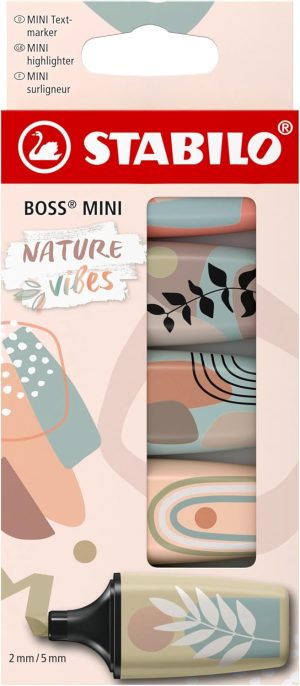 Estuche 5 marcadores stabilo boss mini naturevibes