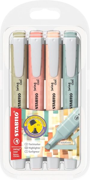 Estuche 4 marcadores stabilo swing cool naturecolors