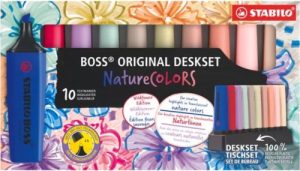 Deskset 10 marcadores fluorescentes stabilo naturecolors wildflowers eddition