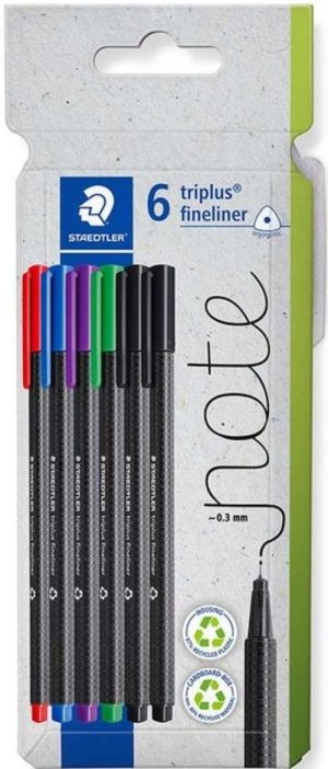 Estuche 6 rotuladores triplus fineliner 334 colores surtidos