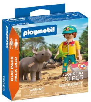 DUO PACK CUIDADOR CON RINOCERONTE PLAYMOBIL