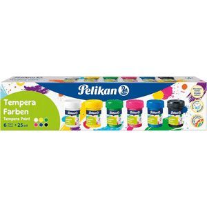 Estuche 6 botes tempera 25ml colores primarios pelikan