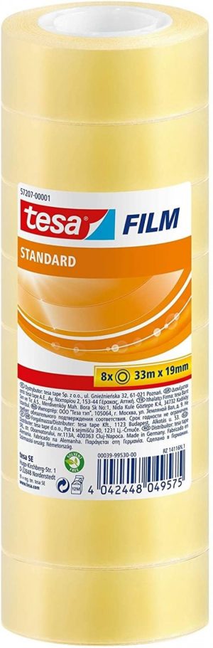 PACK 8 ROLLOS TESAFILM STANDARD 33MX19MM TESA