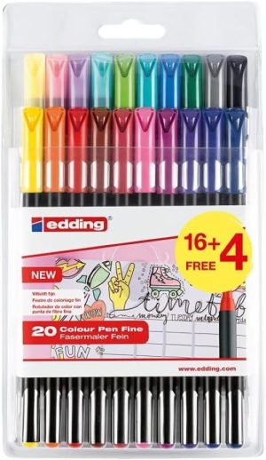 Estuche 20 rotulador edding 1200 surtido 16 colores clasicos + 4 pastel gratis