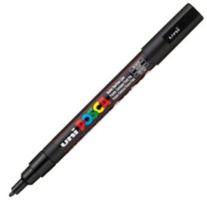 Marcador uni posca pc3m color negro 0,9-1.3mm