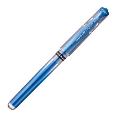 C/12 boligrafos uni-ball signo broad azul metálico 1mm