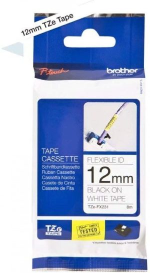 CINTA ROTULADORA BROTHER TZEFX231 BLANCO/NEGRO