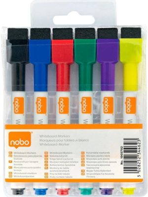 BLISTER 6 MINI ROTULADORES CON PUNTA BORRABLE IMAN SURTIDOS