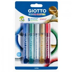 Blister 5 tubos 10ml cola glitter glue metallic colores surtidos iotto