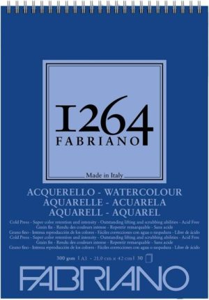 Bloc espiral fabriano 1264 acuarela 25% algodón a3 30h 300g. grano fino