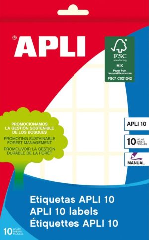 Blister 10 mini bolsas etiquetas adhesivas 22x32 apli cantos romos