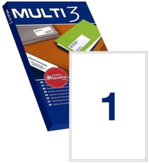 C/100 HOJAS ETIQUETAS FT/IM A4 210X297 MULTI3 CANTOS RECTOS