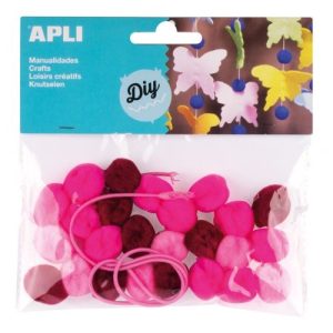 BOLSA 25 POMPONES ROSA