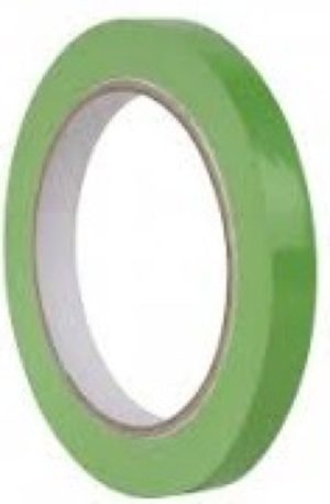 Paq/12 rollos cinta adhesiva 66mx12mm color verde pvc apli