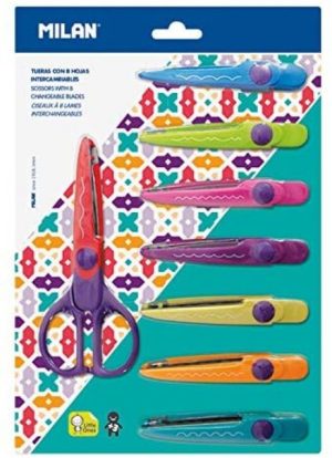 Blister tijeras zigzag milan con 8 hojas intercambiables