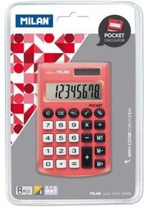 Calculadora de bolsillo pocket touch roja 8 digitos milan
