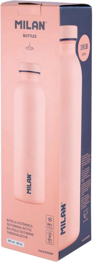 Botella isotermica de acero inoxidable 591ml milan 1918 26,2x6,85cm rosa