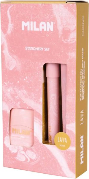 Caja regalo serie Lava con bolígrafo P1, portaminas PL1 0,5 mm HB y afilaborra CAPSULE, rosa