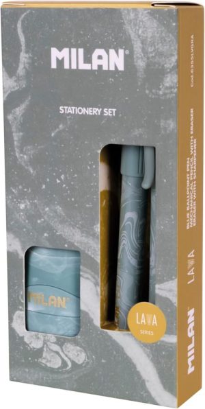 Caja regalo serie Lava con bolígrafo P1, portaminas PL1 0,5 mm HB y afilaborra CAPSULE, verde