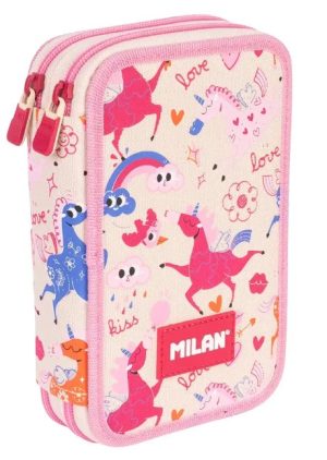 Plumier 2 pisos con contenido serie flowicorn color beige