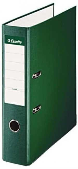 Archivador palanca A4 lomo 75mm cartón forrado plastico color verde