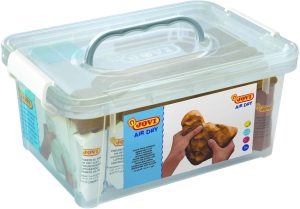 Set pasta modelar 500g air dry clay 5 blanco + 2 terracota + 20 espatulas