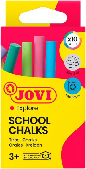 Caja 10 tizas colores antipolvo jovi