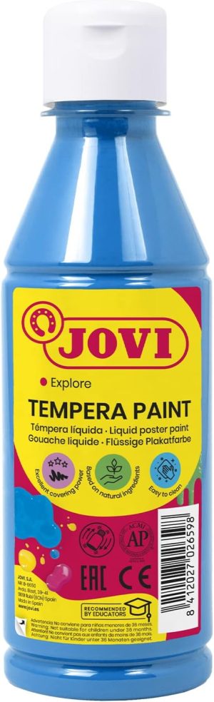 BOTE TEMPERA LIQUIDA JOVI 250ML AZUL CYAN