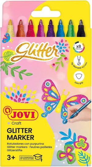 ESTUCHE 8 ROTULADORES GLITTER COLORES SURTIDOS JOVI