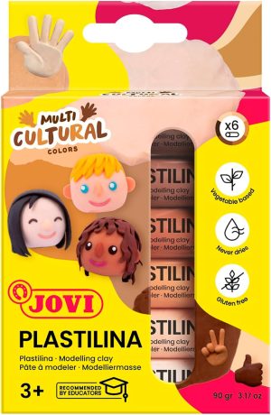 Estuche 6 barras plastilina jovi 15g. colores multicultural