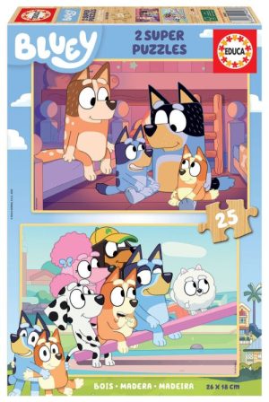 PUZZLE INFANTIL BLUEY 2X25 PIEZAS DE MADERA