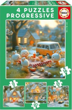 PUZZLE PROGRESIVO 6-9-12-16 PIEZAS CIUDAD DE CONEJITOS