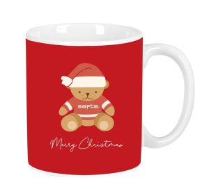 TAZA GRANDE OSITO ROJO FELICES FIESTAS 8x9,5x8cm