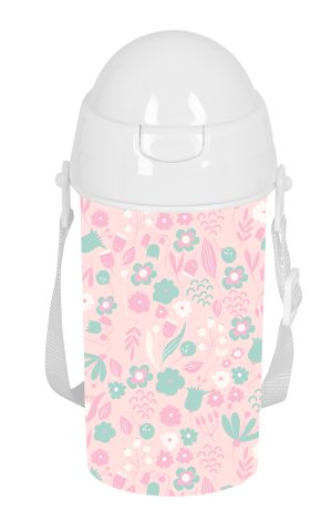BOTELLA 500ml APERTURA AUTOMATICA CON PAJITA SAFTA PREESCOLAR MARIPOSA 7,3x19,5x7,3cm