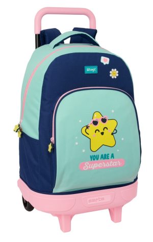 MOCHILA GRANDE CON RUEDAS COMPACT EXTRAIBLE Mr. WONDERFUL ESTRELLA 33x45x22cm