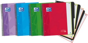 Paq/5 cuaderno espiral a4+ 120h 90g. cuadrícula 5x5 ebook4 con separadores tapa extradura