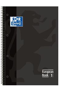 Paq/5 cuaderno espiral europeanbook1 negro a4 80h 90g. cuadricula 5x5mm microperforado