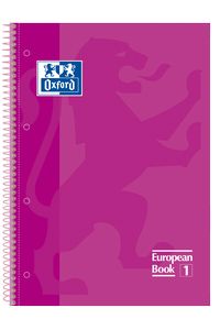 Paq/5 cuaderno espiral europeanbook1 fucsia a4 80h 90g. cuadricula 5x5mm microperforado