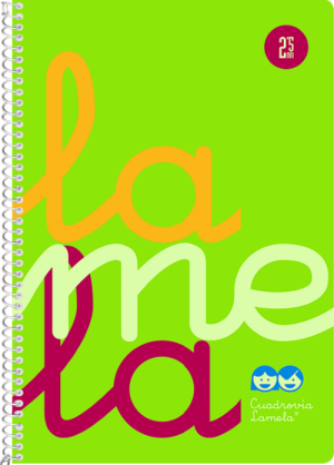 Cuaderno espiral 4º 80 hojas 90g 2,5mm verde cuadrovia polipropileno flúor