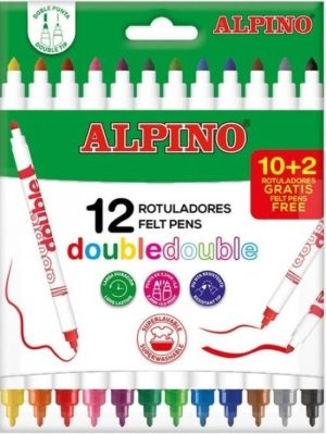 ESTUCHE 10+2 ROTULADORES DOBLE PUNTA FINA/GRUESA ALPINO