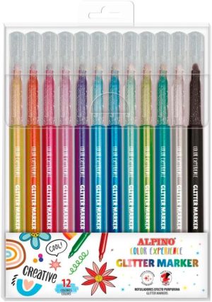 Estuche 12 rotuladores glitter marker colores surtidos